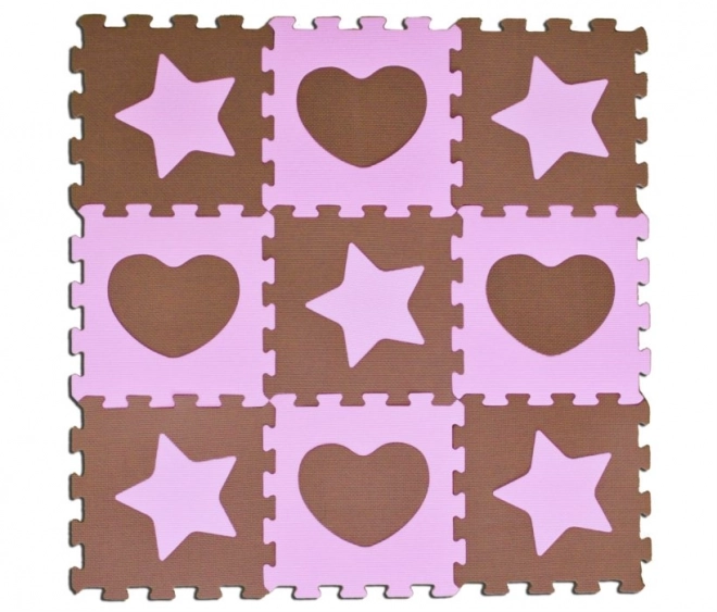 Piankowe puzzle gwiazdy i serca różowe