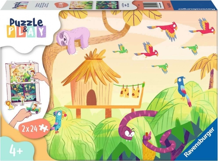 Ravensburger Puzzle & Play: przygoda w dżungli 2×24 elementy