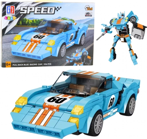 Klocki Auto Robot 2w1 Pomarańczowo-Niebieski Napęd 336 elementów
