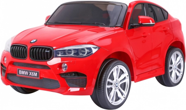 Elektryczny samochodzik BMW X6M XXL dla 2 dzieci, czerwony, z pilotem i skórzanym siedziskiem