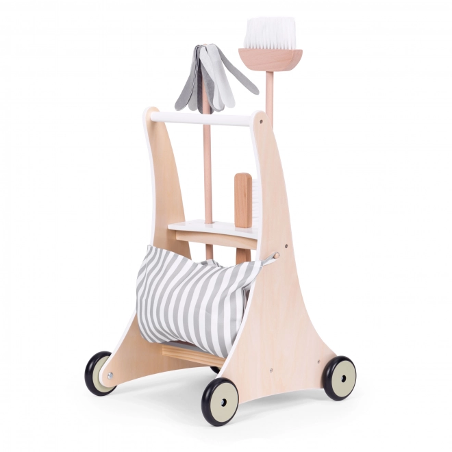 Drewniany wózek do sprzątania beżowy ECOTOYS
