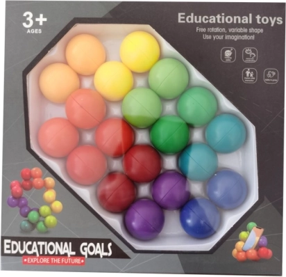 Edukacyjne puzzle kulki 3+ – kolorowe łączące się kuleczki