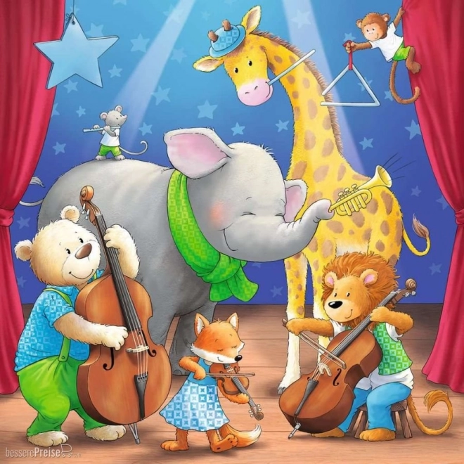 Ravensburger puzzle zwierzątka na scenie 3x49 elementów