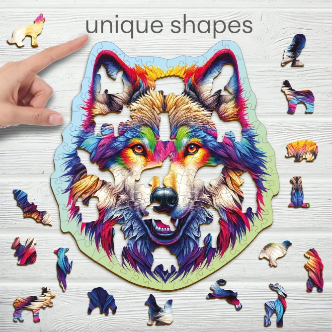 Drewniane puzzle Tęczowy wilk 150 elementów