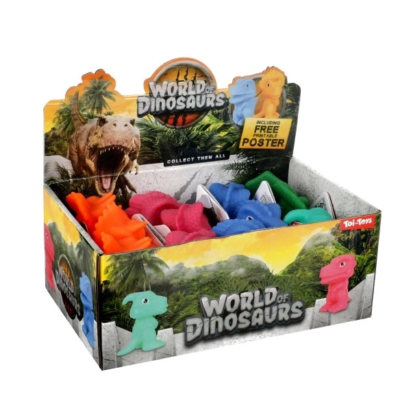 Gumowy dinozaur 8cm - 5 rodzajów w pudełku
