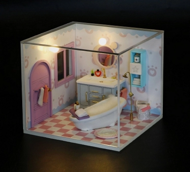 Dziewięć miniatura domku przytulna łazienka/Dom kota Miau