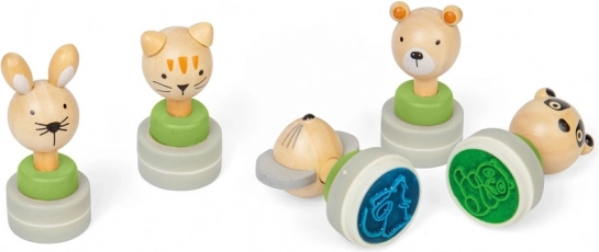Drewniane stempelki ze zwierzątkami Bigjigs Toys