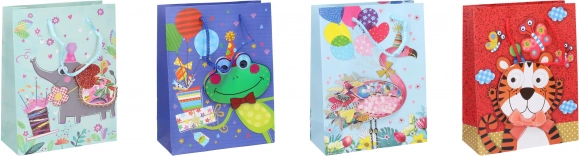 Torebka prezentowa S dla dzieci 23 × 18 × 8 cm ze zwierzątkami