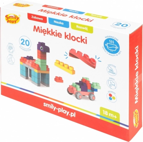 miękkie klocki konstrukcyjne – zestaw 20 elementów