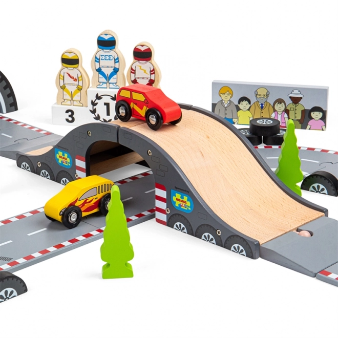 Bigjigs Rail Drewniana autostrada dzień wyścigu