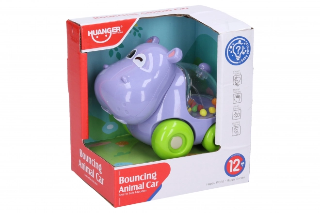 Grzechotka hipopotam na kółkach 11 cm