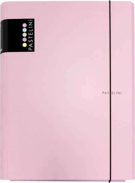 3-skrzydełkowe teczki laminowane z gumką Pastelini – Różowa