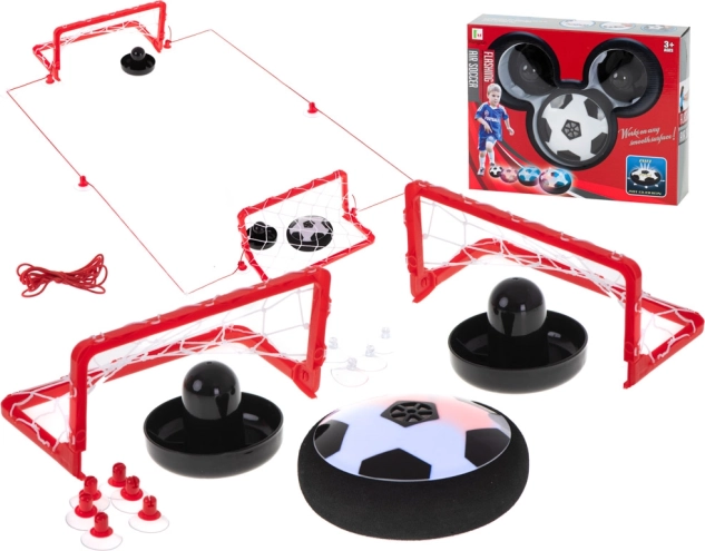 Lewitujący piłkarski hoverball z bramkami – zestaw stołowego air hockeya