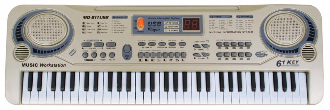 Beżowa klawiatura dla dzieci 5+ Mikrofon + nagrywanie + USB MP3 - model nr 811