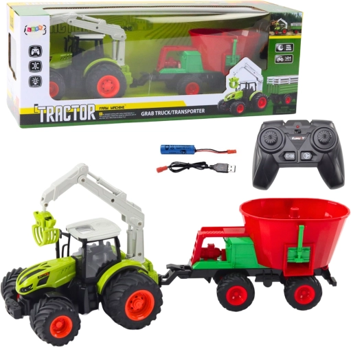 RC traktor z siewnikiem i obrotowym chwytakiem 2.4 GHz