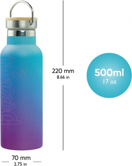 Termobutelka z bambusową zakrętką BAAGL Gradient niebiesko‑fioletowa 500 ml
