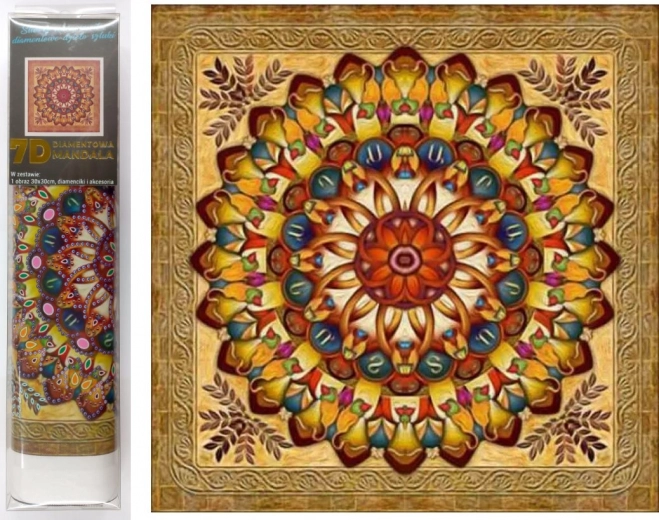 Malowanie diamentowe 7D – złota mandala 30 × 30 cm