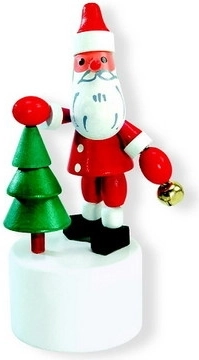 Drewniana figurka naciskana Santa Claus z choinką DETOA