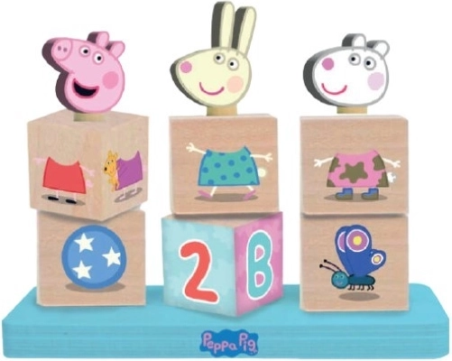 Drewniane klocki Świnka Peppa z figurką