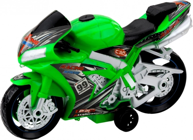 Zielony motocykl wyścigowy z efektami świetlnymi i dźwiękowymi zabawka
