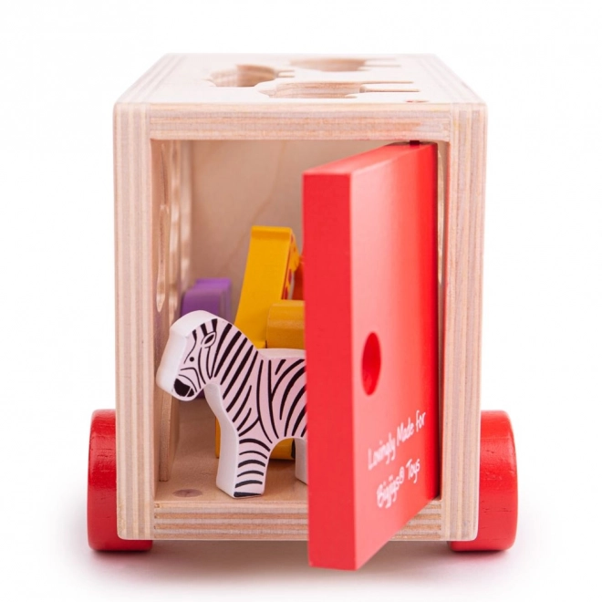 Bigjigs Toys Drewniane auto z safari zwierzakami