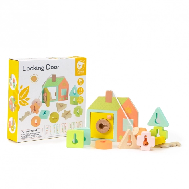 Classic World Montessori drewniane nawlekanie klucze i drzwi 11 szt.