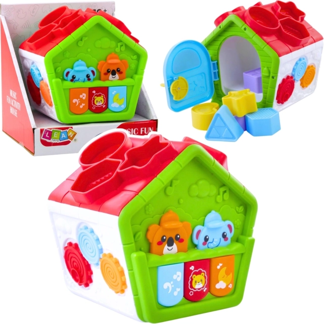 Interaktywny edukacyjny domek z sorterem – zielony