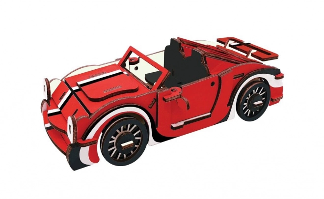 Woodcraft Drewniane 3D puzzle Czerwony kabriolet