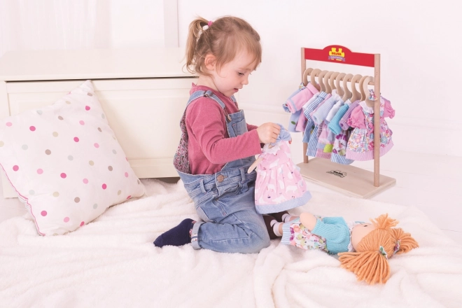 Płaszcz z kapeluszem Bigjigs Toys w kolorze niebieskim dla lalki 28 cm