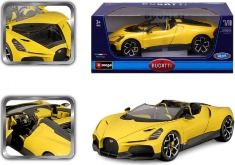 Metalowy model auta 1:18 BBURAGO Bugatti Mistral żółty
