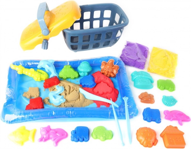 Magiczny piasek kinetyczny Woopie 0,8 kg - zestaw w koszu z foremkami