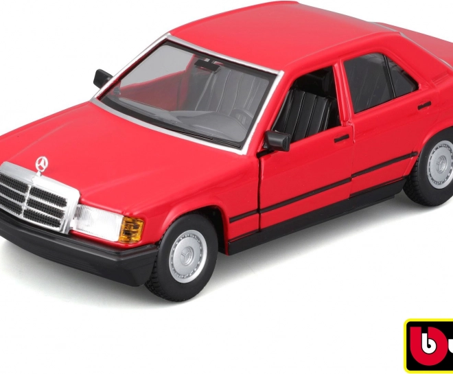 Metalowy model samochodu Bburago 1:24 Plus 1987 Mercedes-Benz 190E czerwony