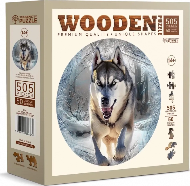 WOODEN CITY Drewniane puzzle Biegnący wilk 505 elementów EKO