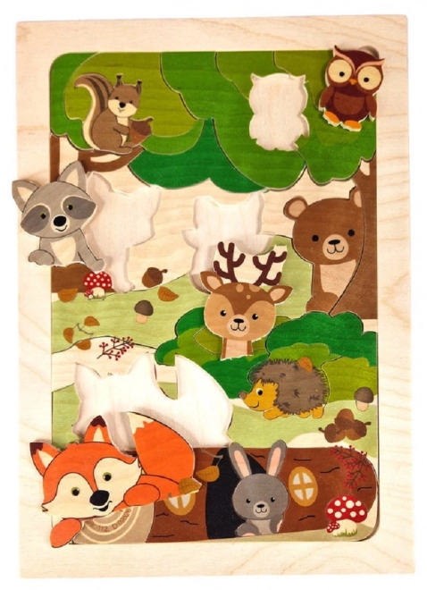 Hess Drewniane puzzle lis i leśne zwierzątka