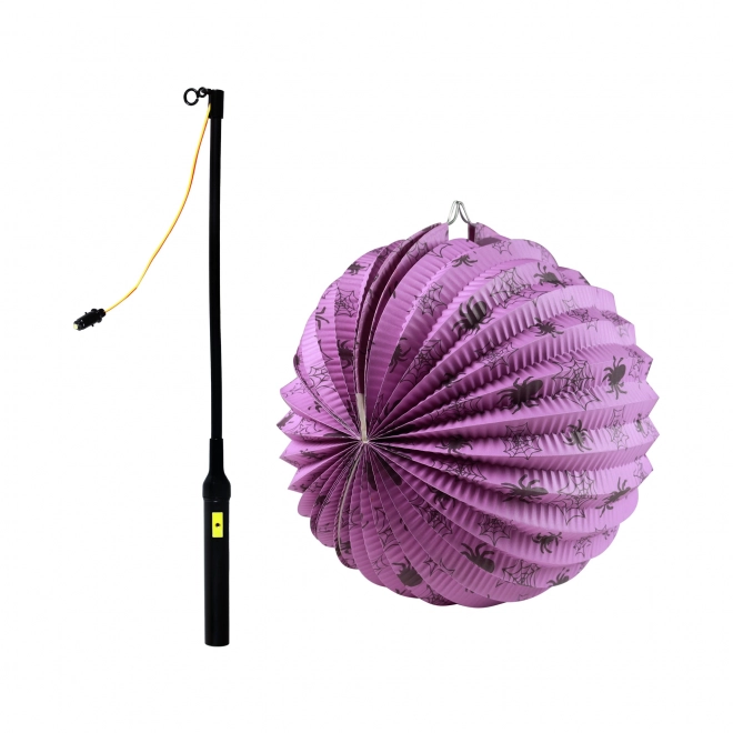 Lampion Halloween pająki 25 cm z świecącą różdżką 40 cm