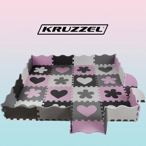 Kontrastowe różowe piankowe puzzle z sercami i kwiatkami