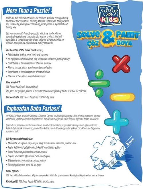 Kolorowanka puzzle dzielenie - 100 elementów