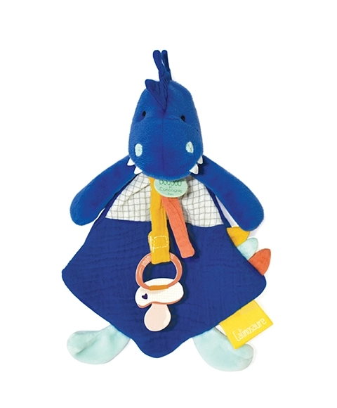 Doudou Zabawka z uchwytem na smoczek dinozaur niebieski 23 cm