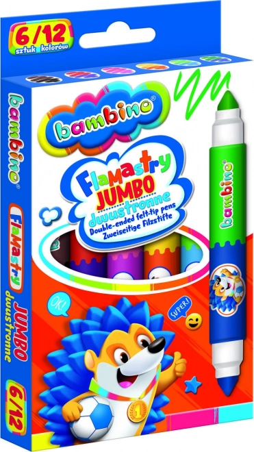 Dwustronne dwukolorowe flamastry Bambino - 6 sztuk