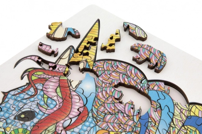 Drewniane puzzle jednorożec
