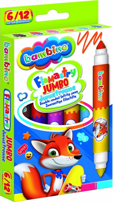 Dwustronne dwukolorowe flamastry Bambino - 6 sztuk