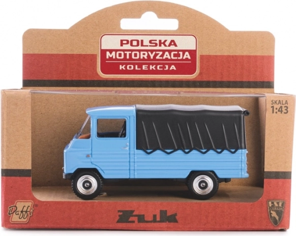 metalowy model dostawczaka ŻUK PRL w skali 1:43 – niebieski