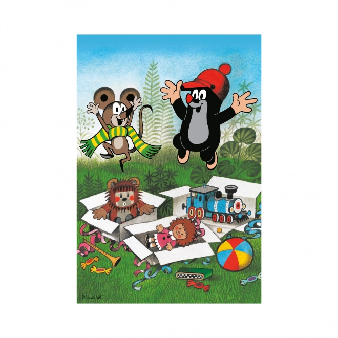 Puzzle 2w1 Krecik się cieszy - 2 x 48 elementów