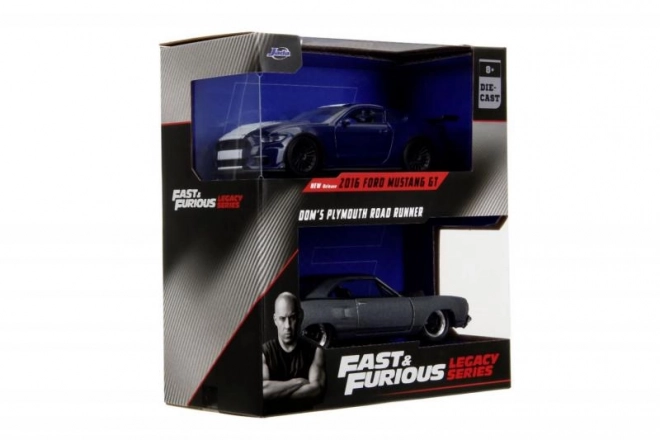 Zestaw 2 modele samochodów Ford Mustang GT350 i Plymouth Road Runner z serii Szybcy i Wściekli