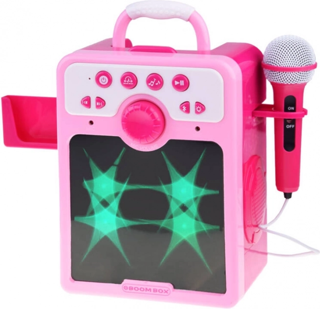 Różowy dziecięcy boombox z mikrofonem