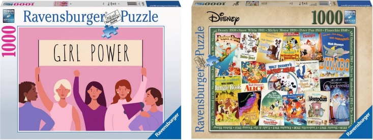 Ravensburger zestaw 2× puzzle 1000 elementów – Disney Vintage Movie Posters i Girl Power