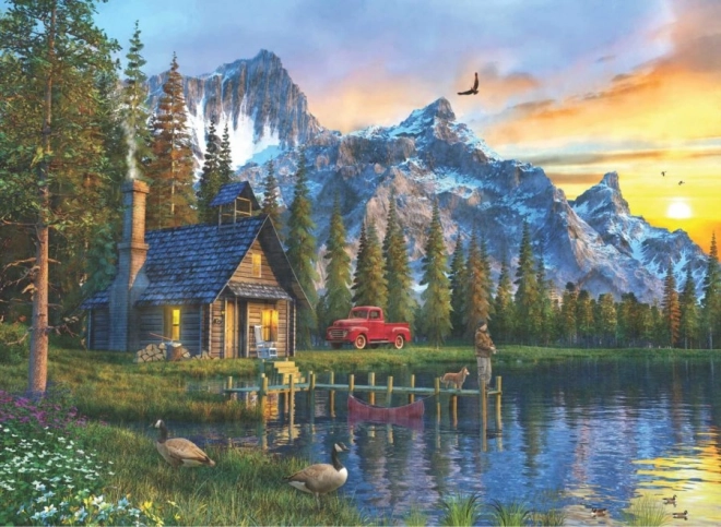 Puzzle Zachód Słońca nad Chatą 1000 Elementów