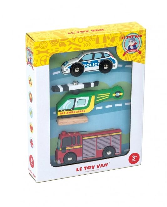 Le Toy Van zestaw drewnianych ratowniczych samochodzików