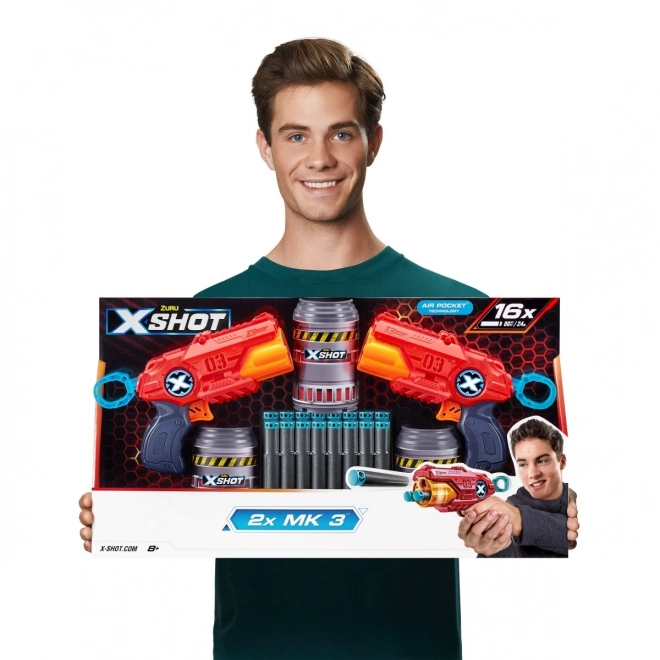 ZURU X-SHOT EXCEL MK 3 podwójny zestaw z obrotową głowicą i 16 nabojami