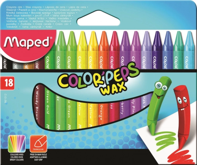 Trójkątne kredki woskowe 18 szt. MAPED Color’Peps